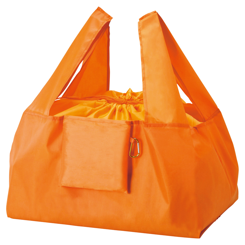 セルトナ・巾着ショッピングポータブルエコバッグ（カラビナ付き）【色指定可】オレンジ