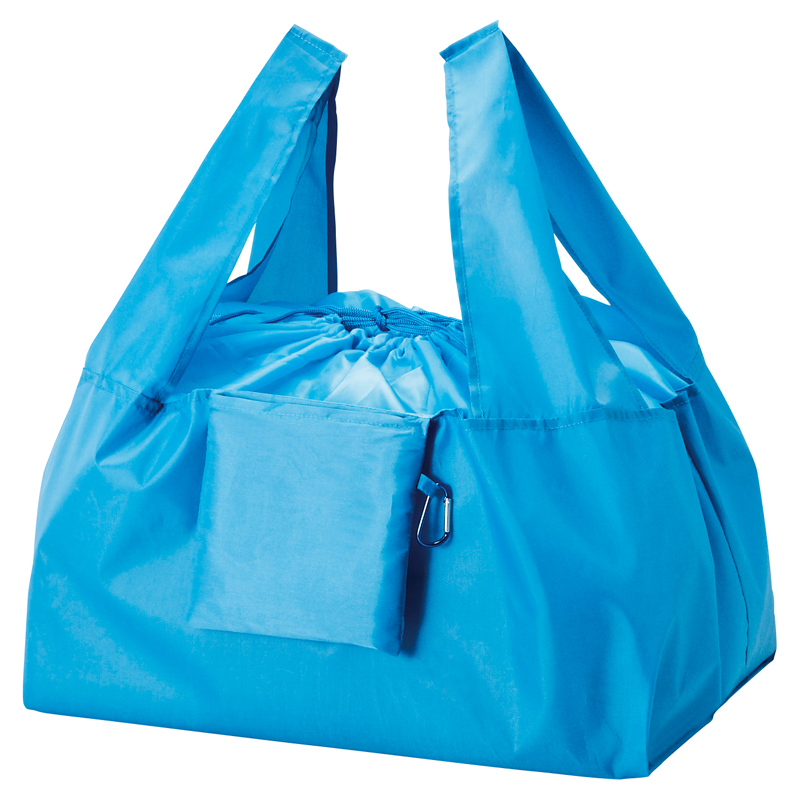セルトナ・巾着ショッピングポータブルエコバッグ（カラビナ付き）【色指定可】ブルー